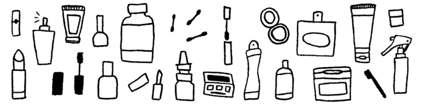 cosmetic packaging scribbles textured outlines