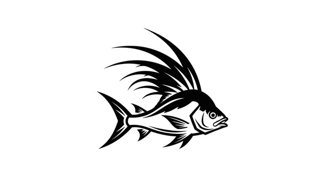 Exotic roosterfish mascot logo for tropical fishing team.