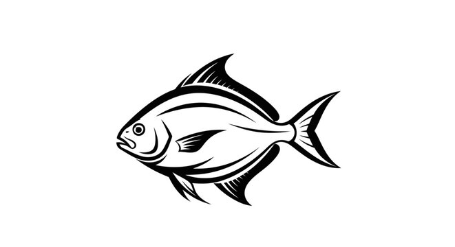 Detailed trevally fish profile vector illustration.