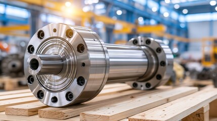 Fototapeta premium Industrial Precision: A Close Look at the Machined Metal Cylinder