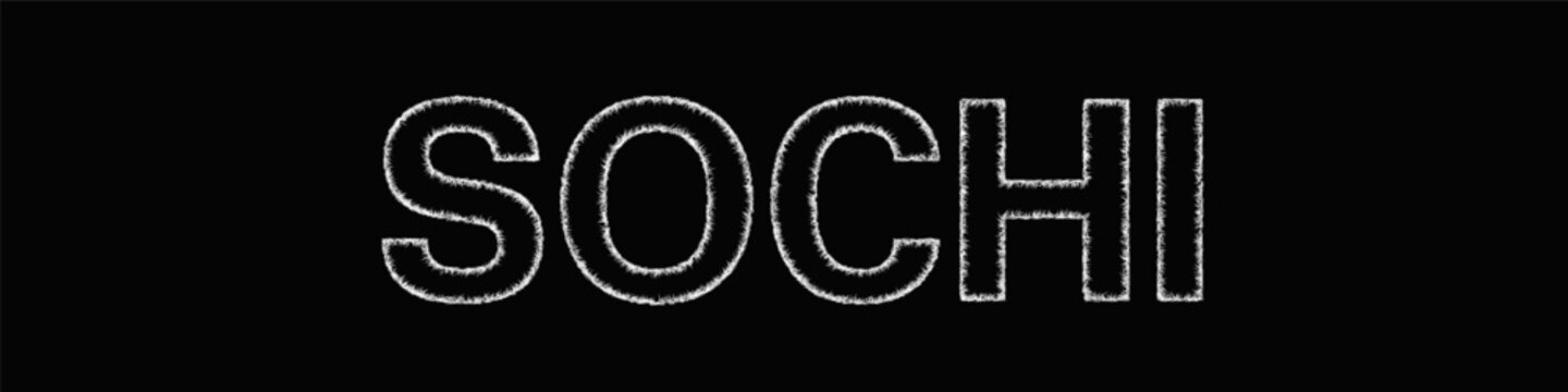 Sketch black and white Sochi text design element