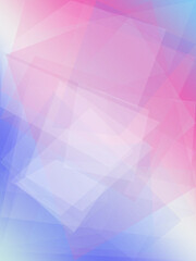 Fototapeta premium Abstract geometric shapes in soft pink and blue create a calm, modern backdrop with gentle bokeh glow, ideal for design layouts and copy space.