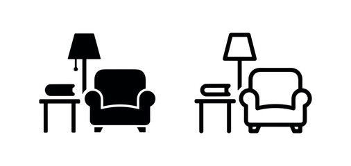Fototapeta premium Cozy Armchair and Lamp Icon for Home Comfort, Relaxation and Reading Nook