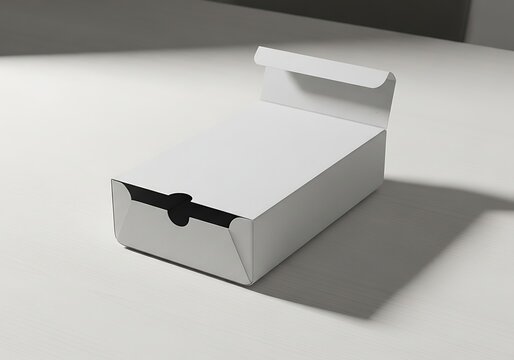 Minimalist Monochrome Cardboard Box Sleek Geometric Design with Functional Hinge