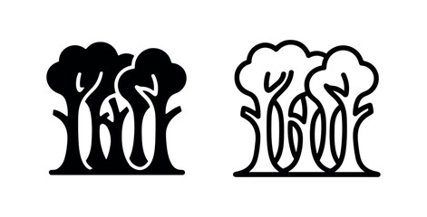 Tree icons, solid black and outline © liubomir118809