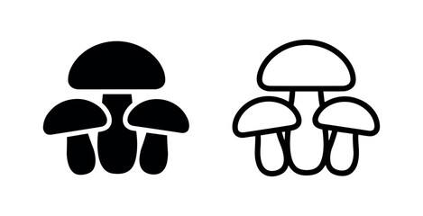 Mushrooms icon set. Edible fungi and nature symbol for food and forest concepts. © liubomir118809