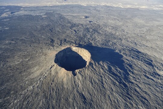 Harrat Khaybar volcanic landscape, aerial view, near Khaybar, Medina Province, Saudi Arabia, Arabian Peninsula
