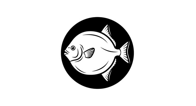 Sunfish or mola mola illustration in a circular frame.