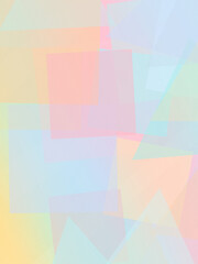 Obraz premium Soft pastel geometric shapes in pink, blue, and beige create a calm, modern abstract background with gentle texture and copy space for design use.