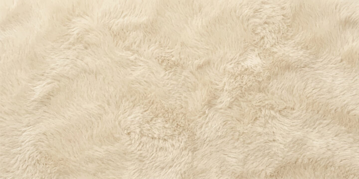 Soft Cream Fur Texture: A luxurious close-up of thick, plush faux fur in a soft cream shade, creating a cozy and inviting tactile surface perfect for elegant design backdrops.