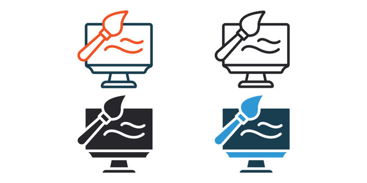 web design icons outline and Flat Style,transparent background