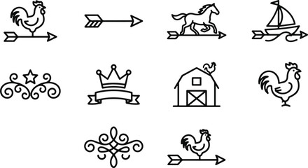 Black line icons of farm and royal symbols © MUKTARANI