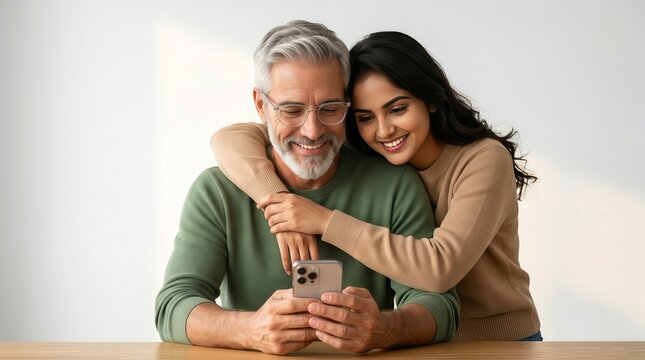Couple looking at a smartphone together
