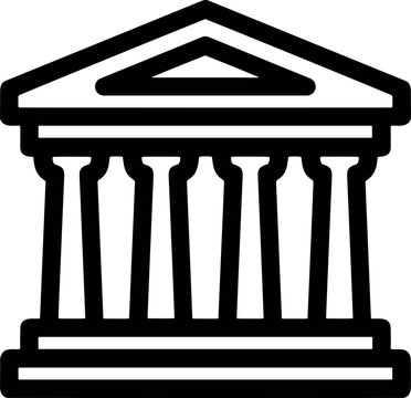 Classical Architecture Building Icon - Columned Facade, Government or Museum Symbol