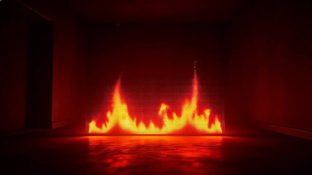 Digital flames on a screen