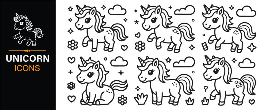 Kawaii Unicorn Doodle Set