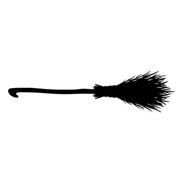Black duster brush, cleaning tool, household item, vector icon isolated on White Background