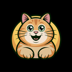 Cute Cartoon Orange Cat Mascot Vector Illustration © Ramdan