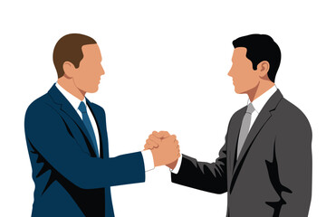 Fototapeta premium Two Businessmen Shaking Hands Illustration on White Background