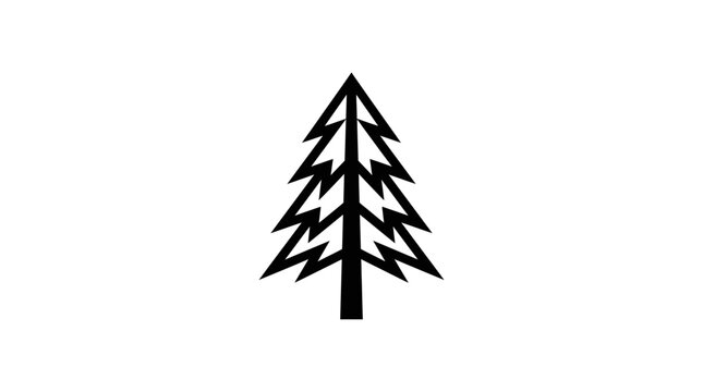 Minimalist Black Pine Tree Icon Vector Graphic, Simple Outline Evergreen Conifer Symbol Isolated on White Background Design Element