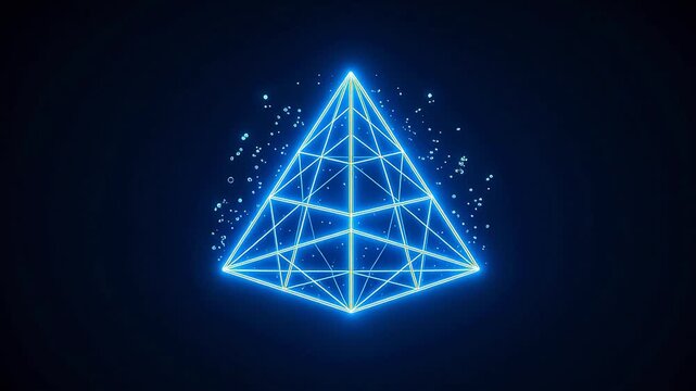 Neon glowing geometric pyramid