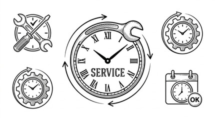 Fototapeta premium Clock Service Schedule Repair Symbol.