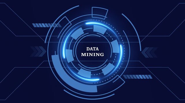 DATA MINING, for High-Speed Mobile Connectivity, Holographic Display, Financial Data Visualization, Digital Symbol in Futuristic Interface