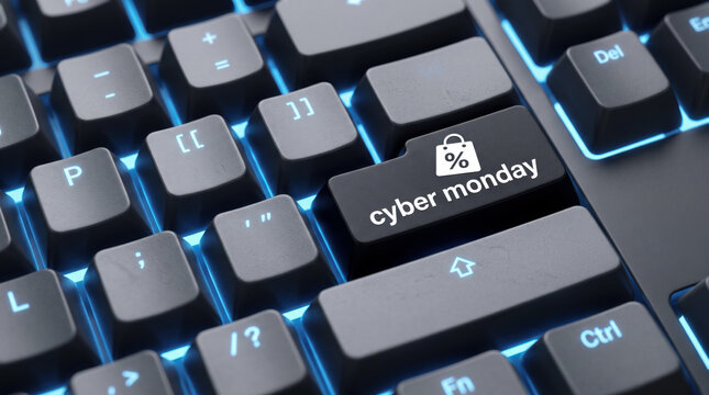 Cyber Monday Key on Computer Keyboard, Online Shopping and Ecommerce Sale Technology Concept