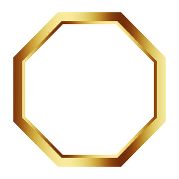 Golden frame polygonal shape objects isolated on white background