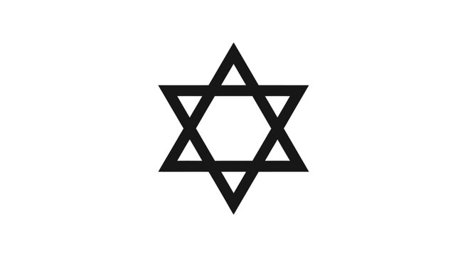 Black Star of David hexagram symbol on white background.