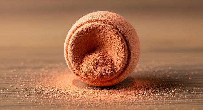 Close up of a single coffee bean on wooden surface.