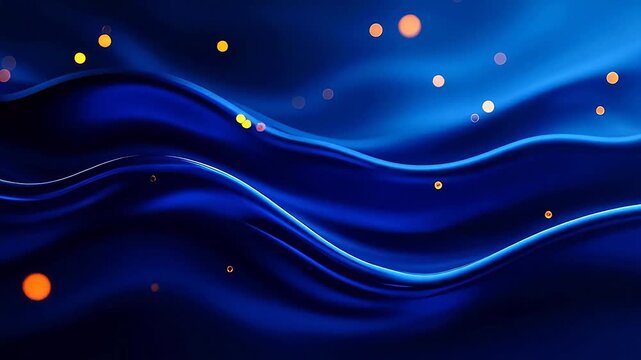 Abstract blue wave with glowing dots