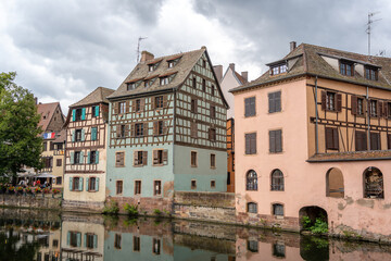 Fototapeta premium Half timbered houses by the river in Strasbourg, France