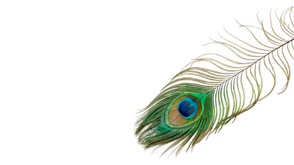 Beautiful exotic peacock bird feather texture element isolated on a transparent background © Anatoli