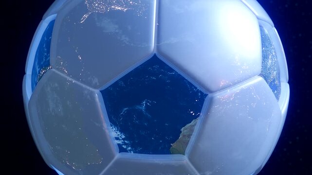 3D Soccer Ball Transition to Earth Globe Focusing on Russia - Widescreen 169 Sports and Eurasia Geography Animation