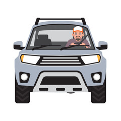 Man driving SUV front view vector illustrator © Akatheone12