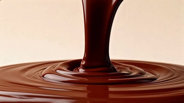 Molten chocolate flowing and spreading