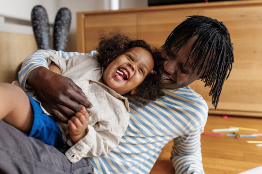 Playful family moment
