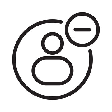 delete or subtract user account profile status in minimalist thin line icon.