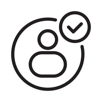 verified successful user account profile symbol in minimalist thin line icon.