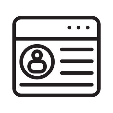 web browser interface user account dashboard app in minimalist thin line icon.