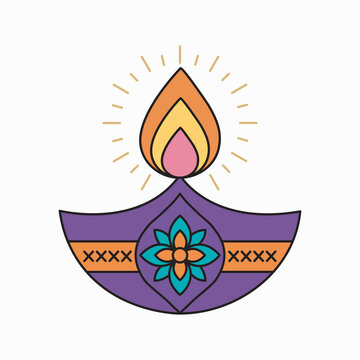 Diya lamp vector illustration for diwali celebration