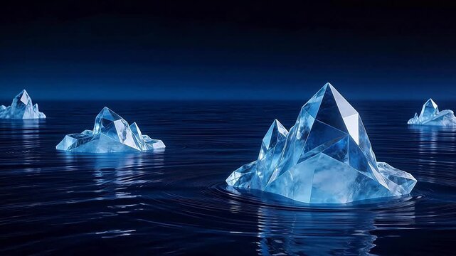 Icebergs floating in calm water