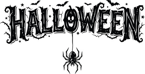 Halloween typography design with spider and bats for t shirts © MST