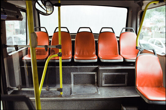 Bus Interior With Empty Seats 