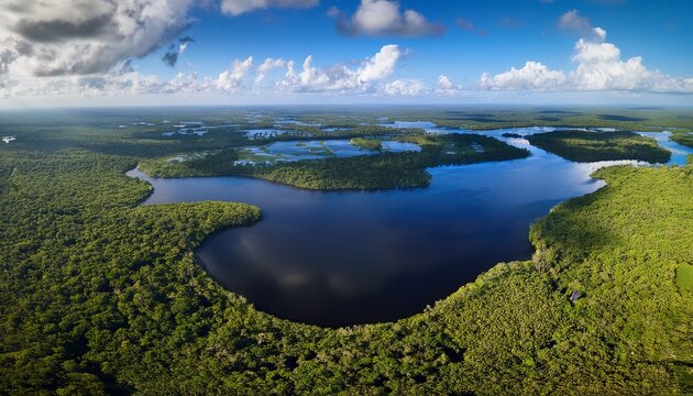 aerial view of lake okeechobee florida showing its unique shape and surrounding landscape