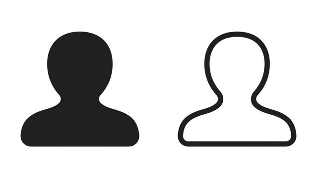 Silhouette Icon: A simple, clean illustration of a human silhouette, presented in both a solid black form and an outlined version, representing a user, profile, or avatar.
