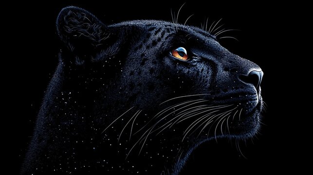 Black panther majestic profile portrait dark background