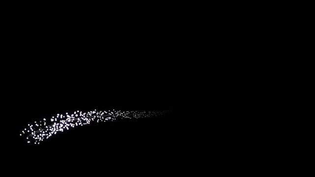 2D Magical twinkling glitter bubble particle motion with a white sparkling dust trail, fairy pixie glow, luxury shimmering bokeh lights, bright starburst transition overlay on a black background in 4K