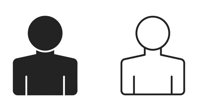 User Profile Icons: Two stylized human figures, one solid black and the other an outline, represent user profiles or generic person icons.